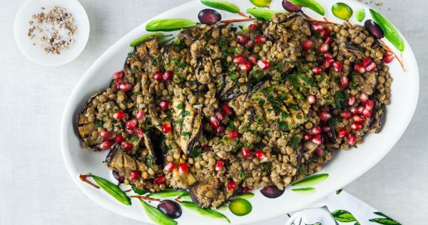 Patlıcanlı Yeşil Mercimek Salatası