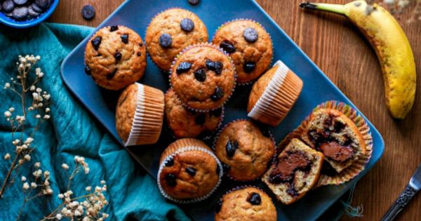 Çikolata Dolgulu Muzlu Muffin