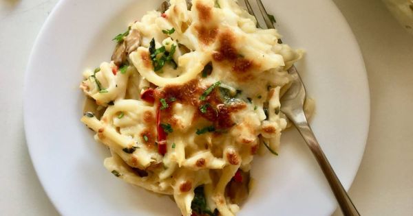 Mantarlı Ispanaklı Fırın Makarna