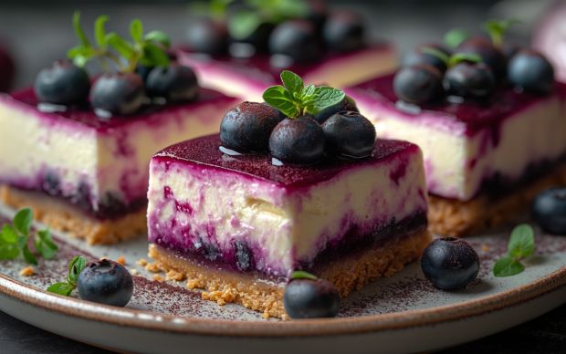 Yaban mersinli fırınsız cheesecake bar tarifi