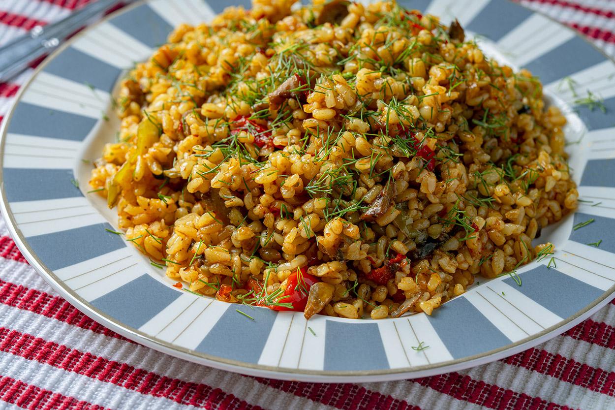 Mantarlı Sebzeli Bulgur Pilavı Tarifi