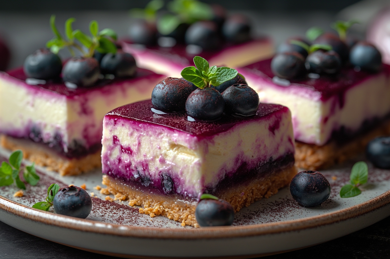 Yaban mersinli fırınsız cheesecake bar tarifi