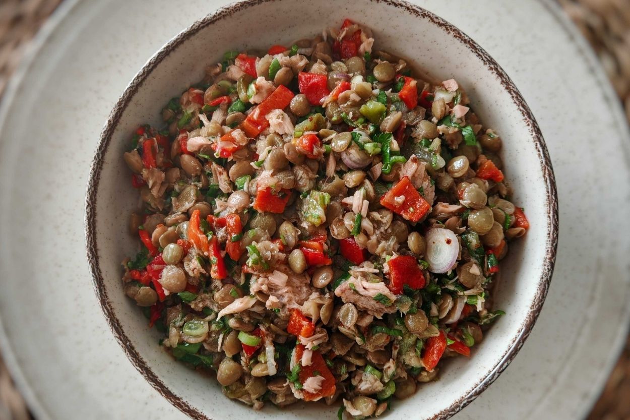 Ton Balıklı Yeşil Mercimek Salatası Tarifi